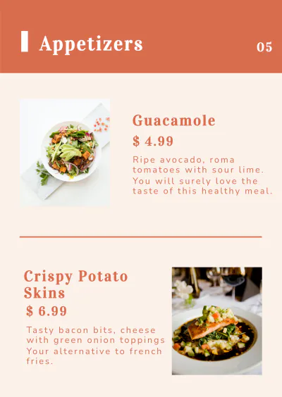 Free Menu Booklet Template to Edit Online