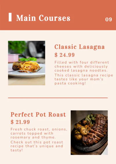 Free Menu Booklet Template to Edit Online