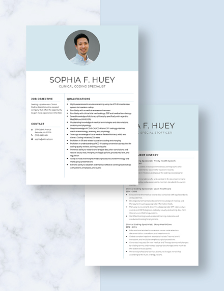 Clinical Coding specialist Resume Download