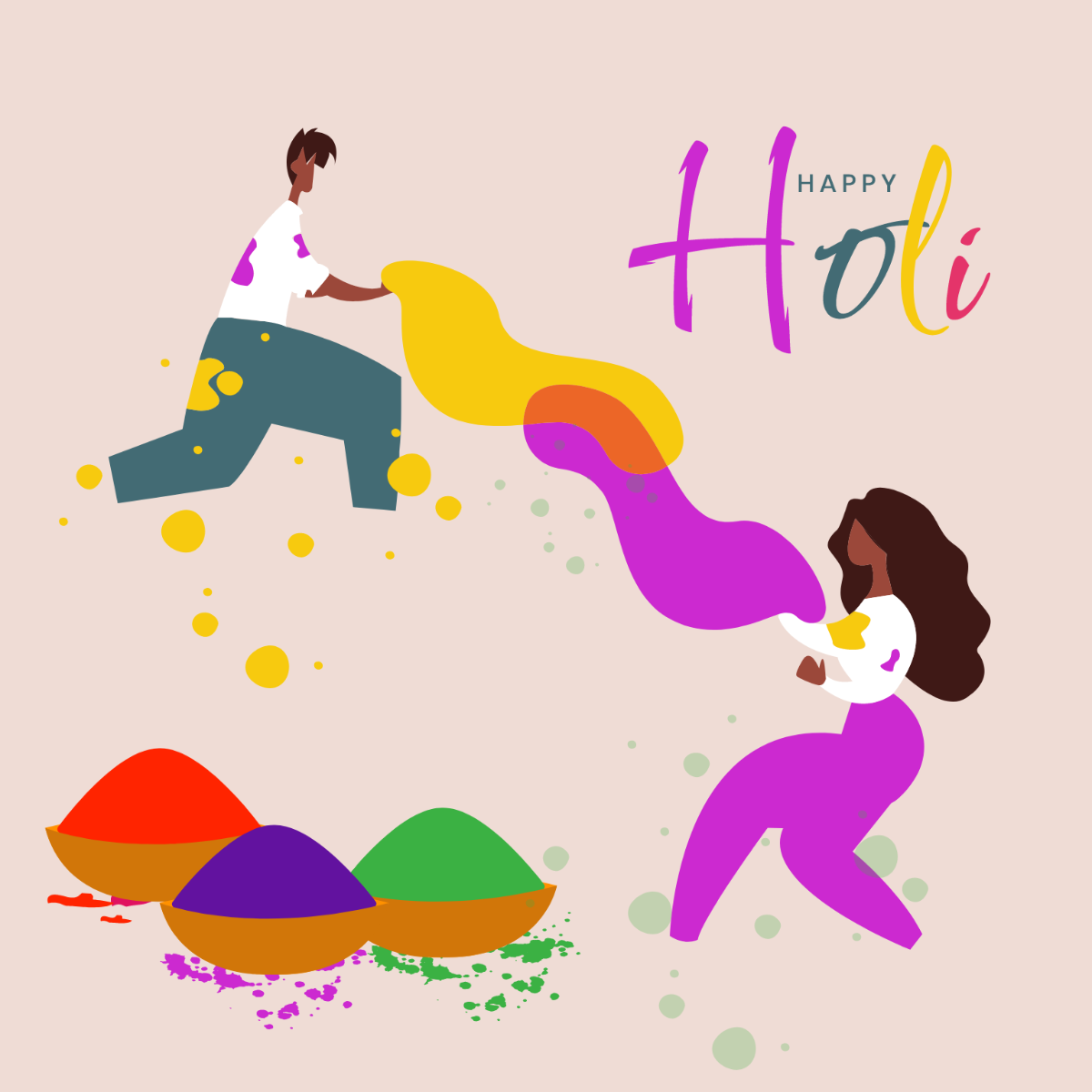 Free Happy Holi Greeting Card Vector Template