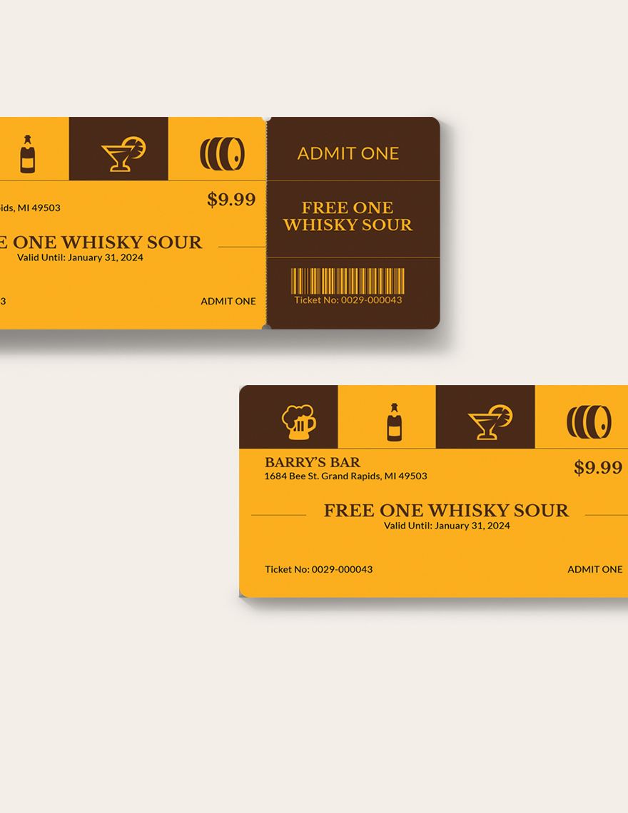 Complimentary Drink Ticket Template