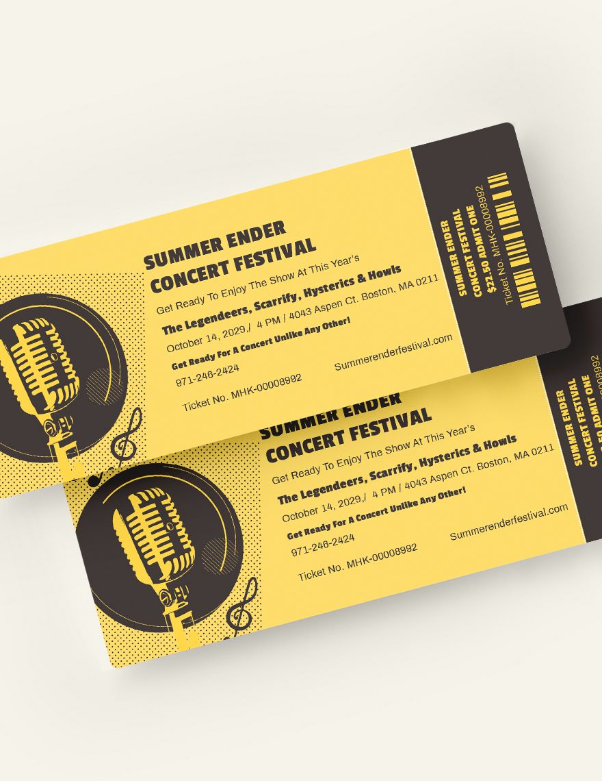 Concert Festival Ticket Editable