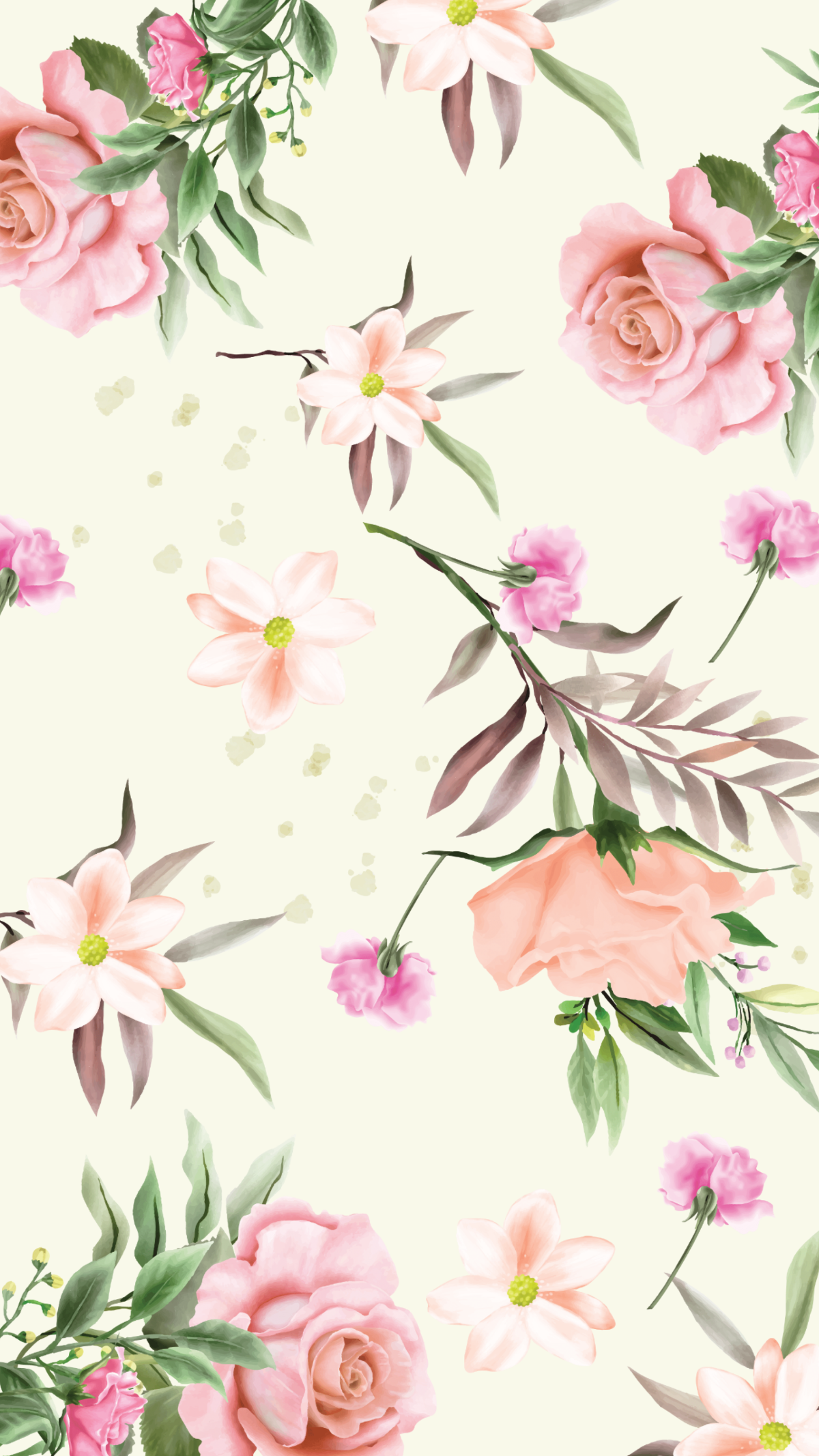 Watercolor Wedding Flower Mobile Background Template