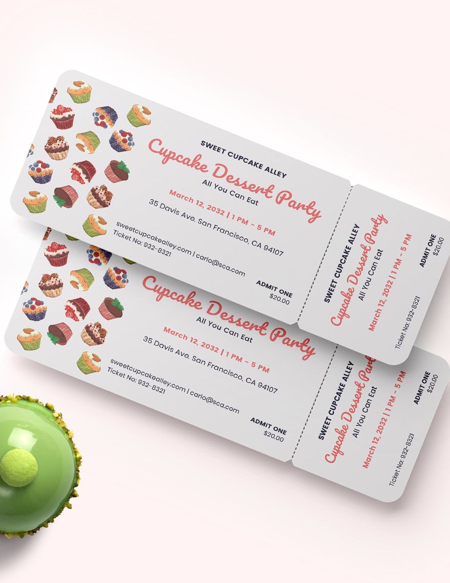 Cupcake Event Food Ticket Template