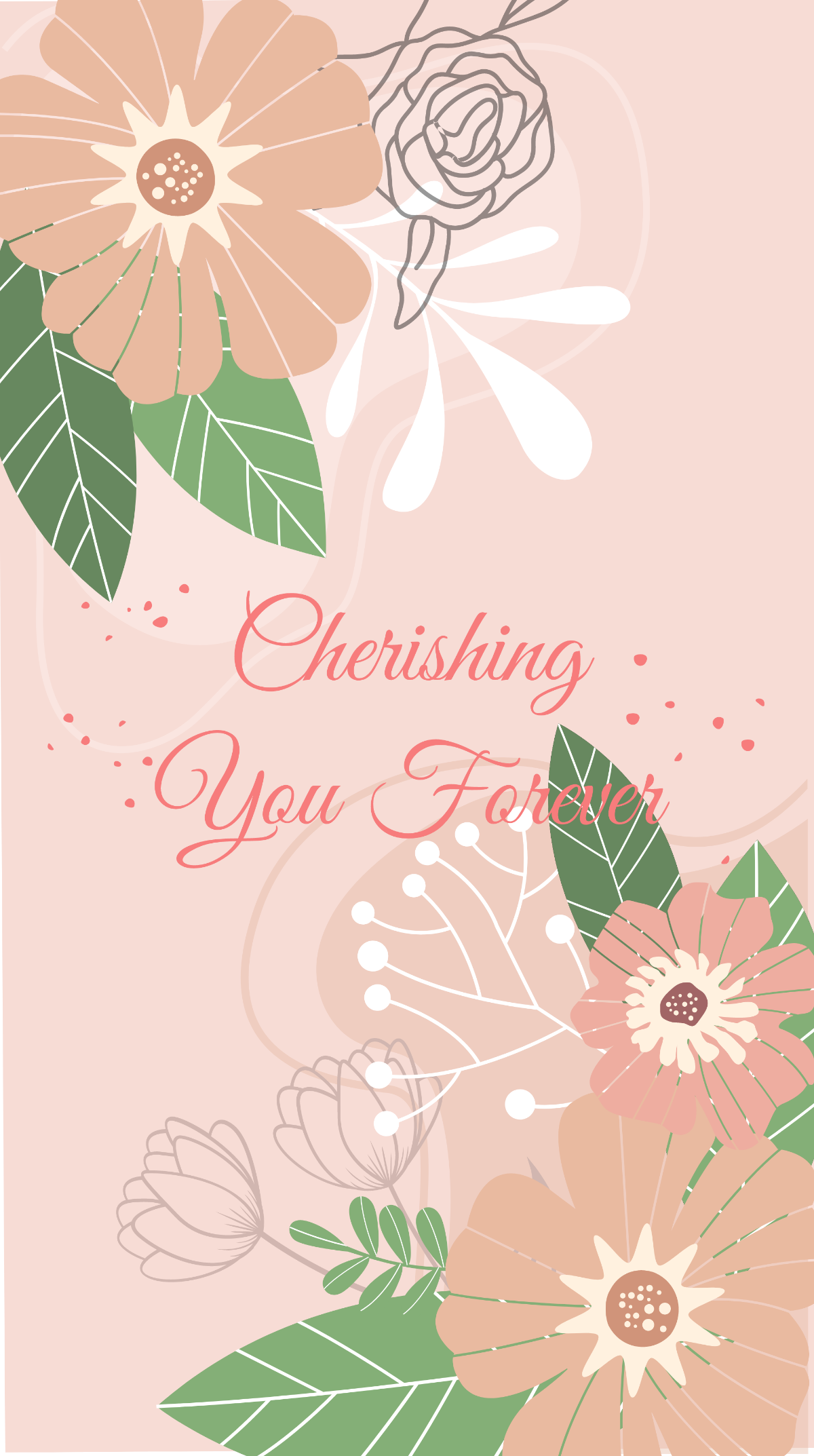 Floral Wedding Mobile Wallpaper Template