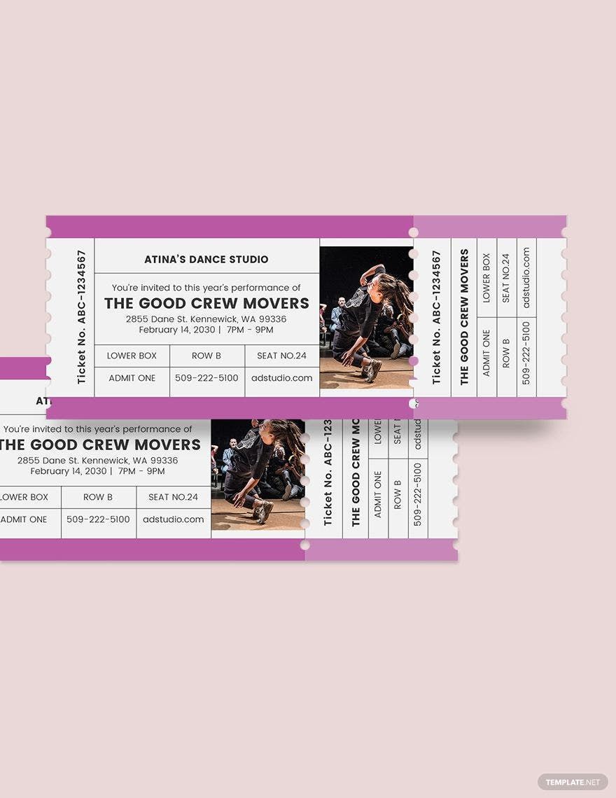 Dance Admission Ticket Template