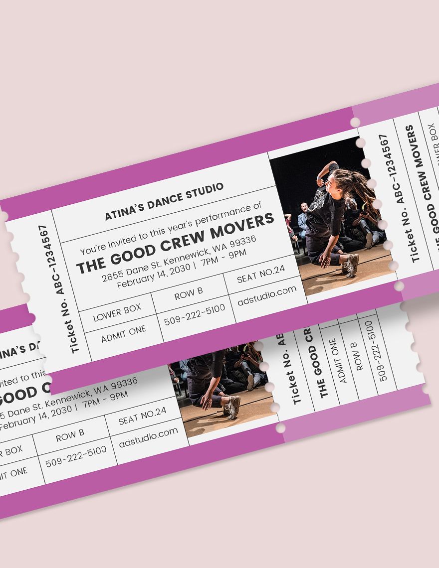 Dance Admission Ticket Template in Pages PSD Word Illustrator