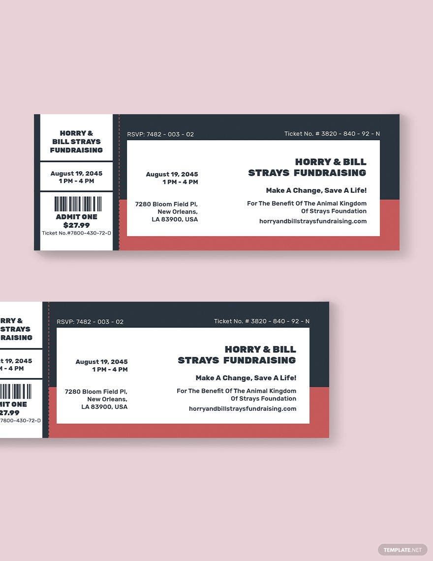 Editable Fundraiser Ticket Template