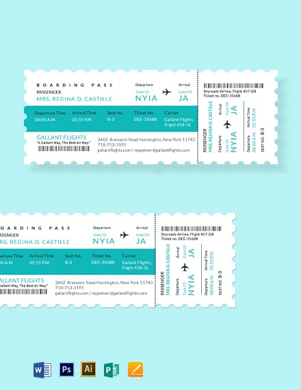 Customizable Free Printable Airline Ticket Template prntbl
