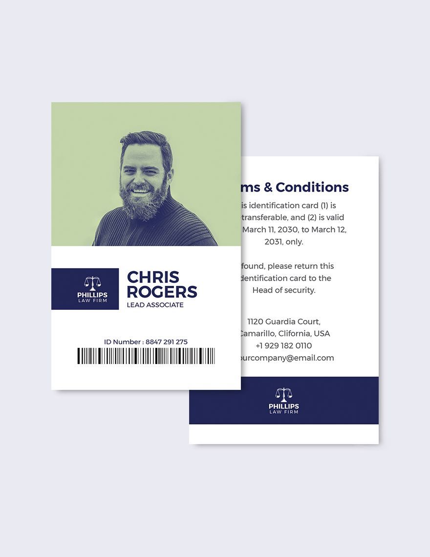 Legal Investigation ID Card Template