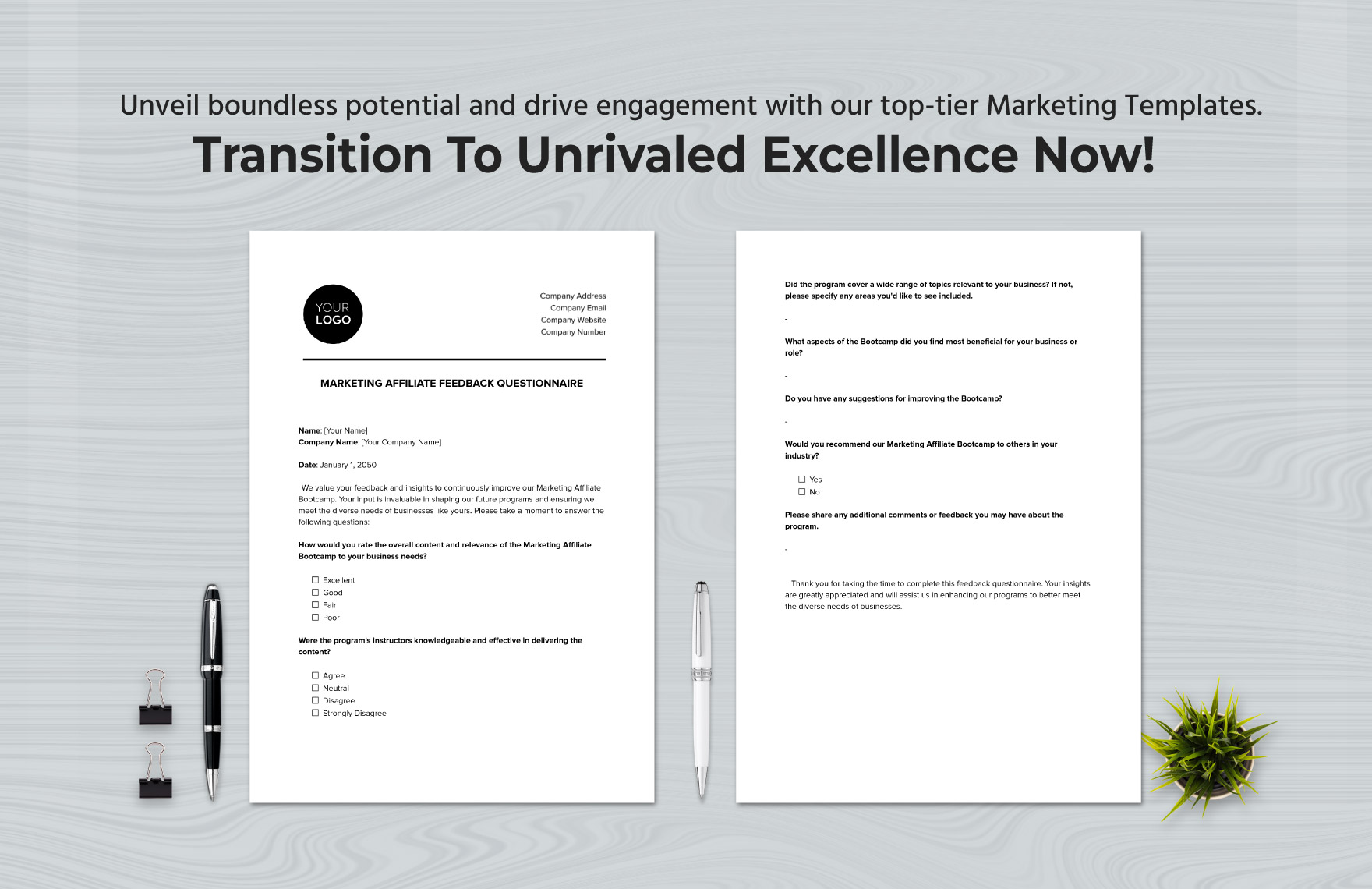 Marketing Affiliate Feedback Questionnaire Template