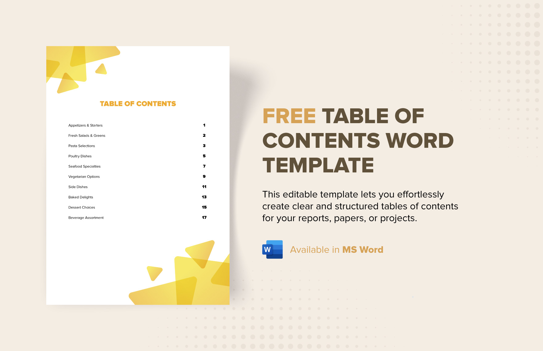 Table of Contents Word Template