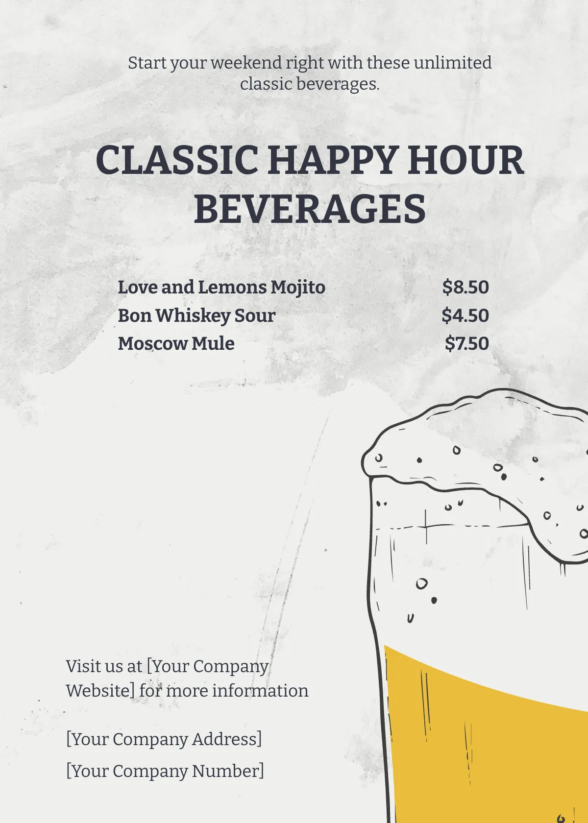 Free Modern Happy Hour Table Tent Template to Edit Online