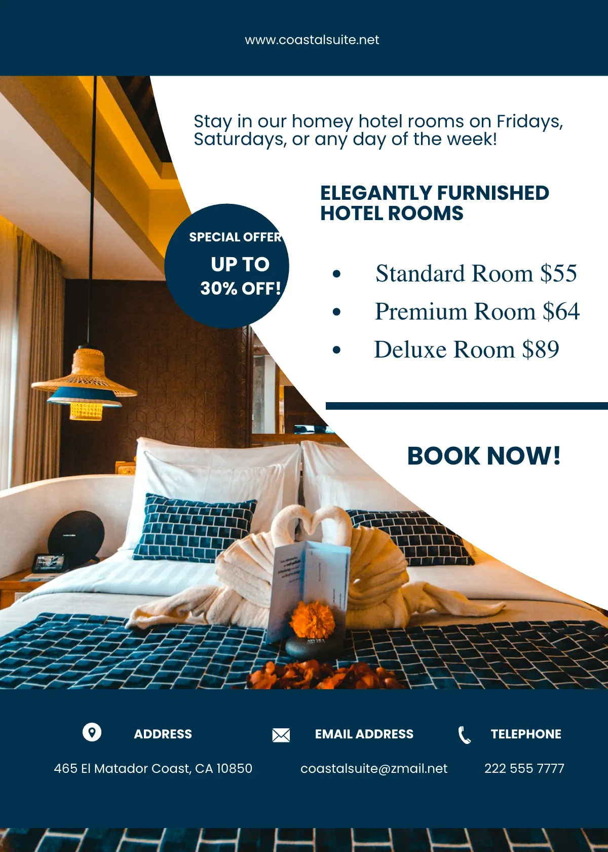 Free Simple Hotel Table Tent Template to Edit Online