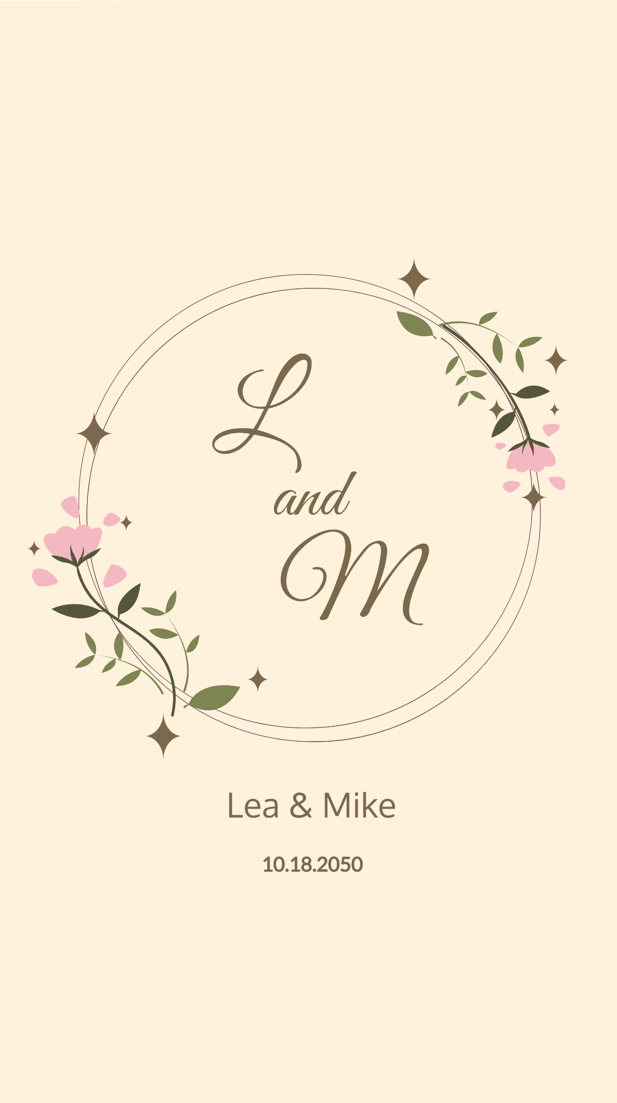 Wedding Monogram Mobile Wallpaper Template
