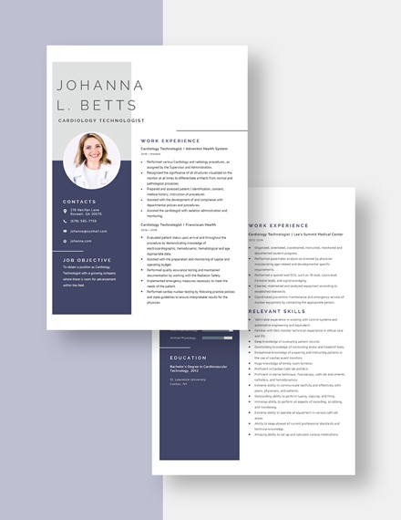 Cardiology Technologist Resume Download