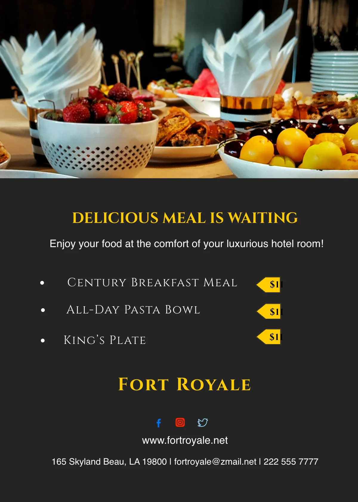 Free Basic Hotel Room Service Table Tent Template to Edit Online