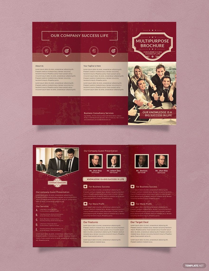 Retro Multipurpose Trifold Brochure Template in Word, Google Docs, PDF, Illustrator, PSD, Apple Pages, Publisher, InDesign