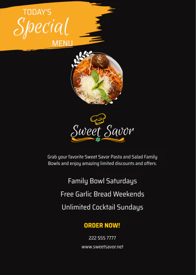 Free Todays Specials Table Tent Template to Edit Online