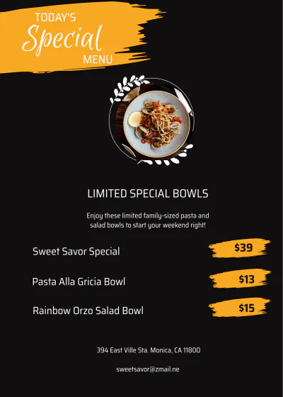 Free Todays Specials Table Tent Template to Edit Online