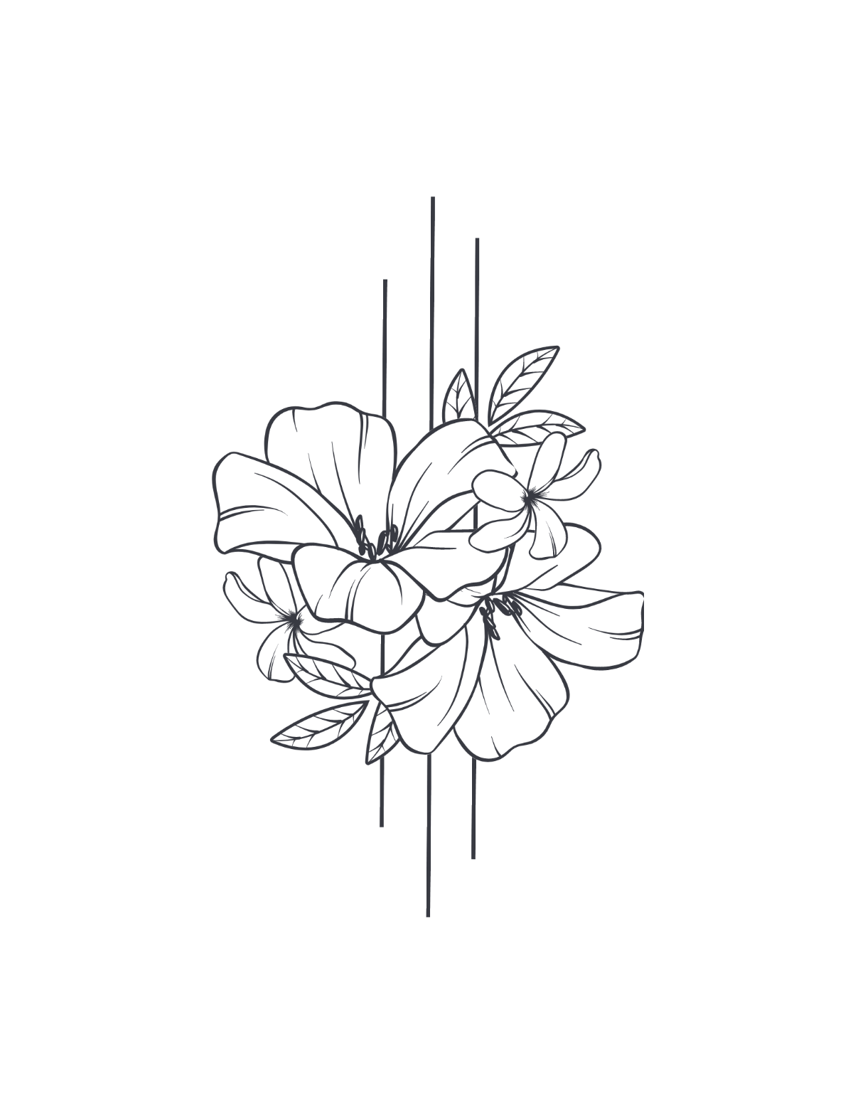Floral Wedding Coloring Page Template