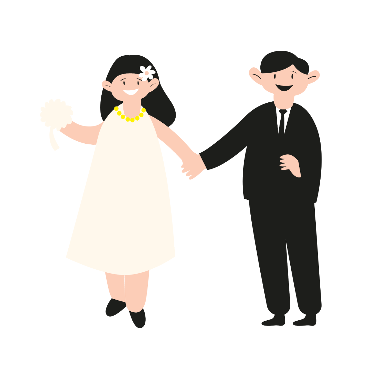 Free Cartoon Wedding Couple Illustration Template