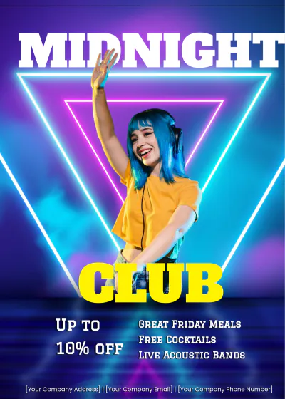 Free Nightclub Table Tent Template to Edit Online