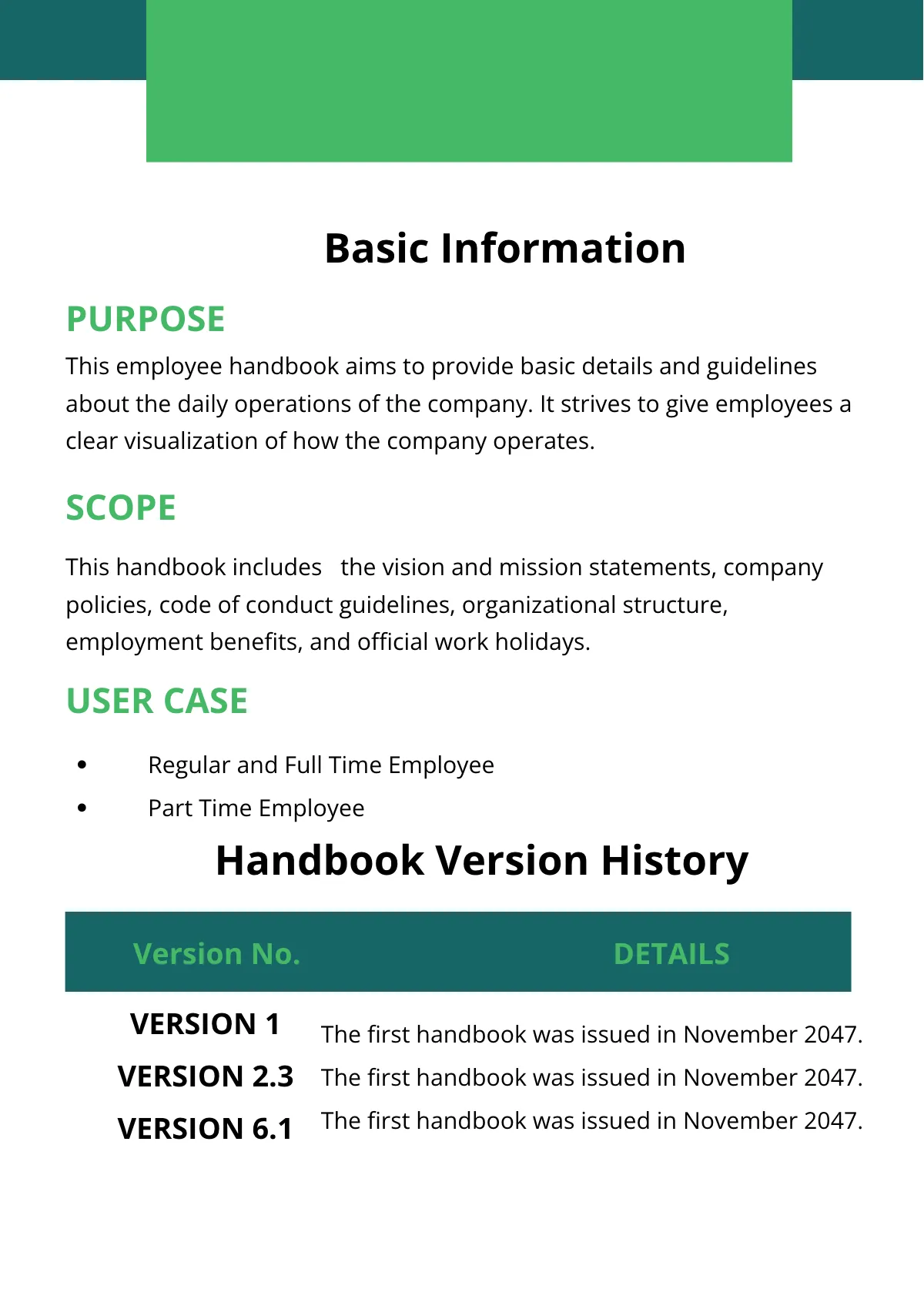 Free Financial Employee Handbook Template to Edit Online