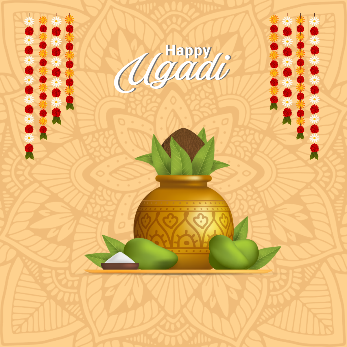 Ugadi Wishes Vector Template