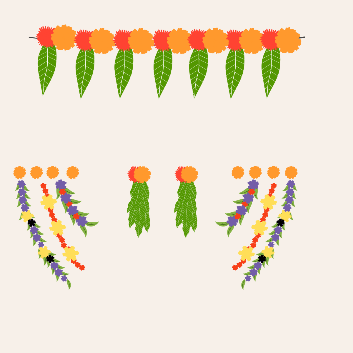 Ugadi Decoration Vector Template