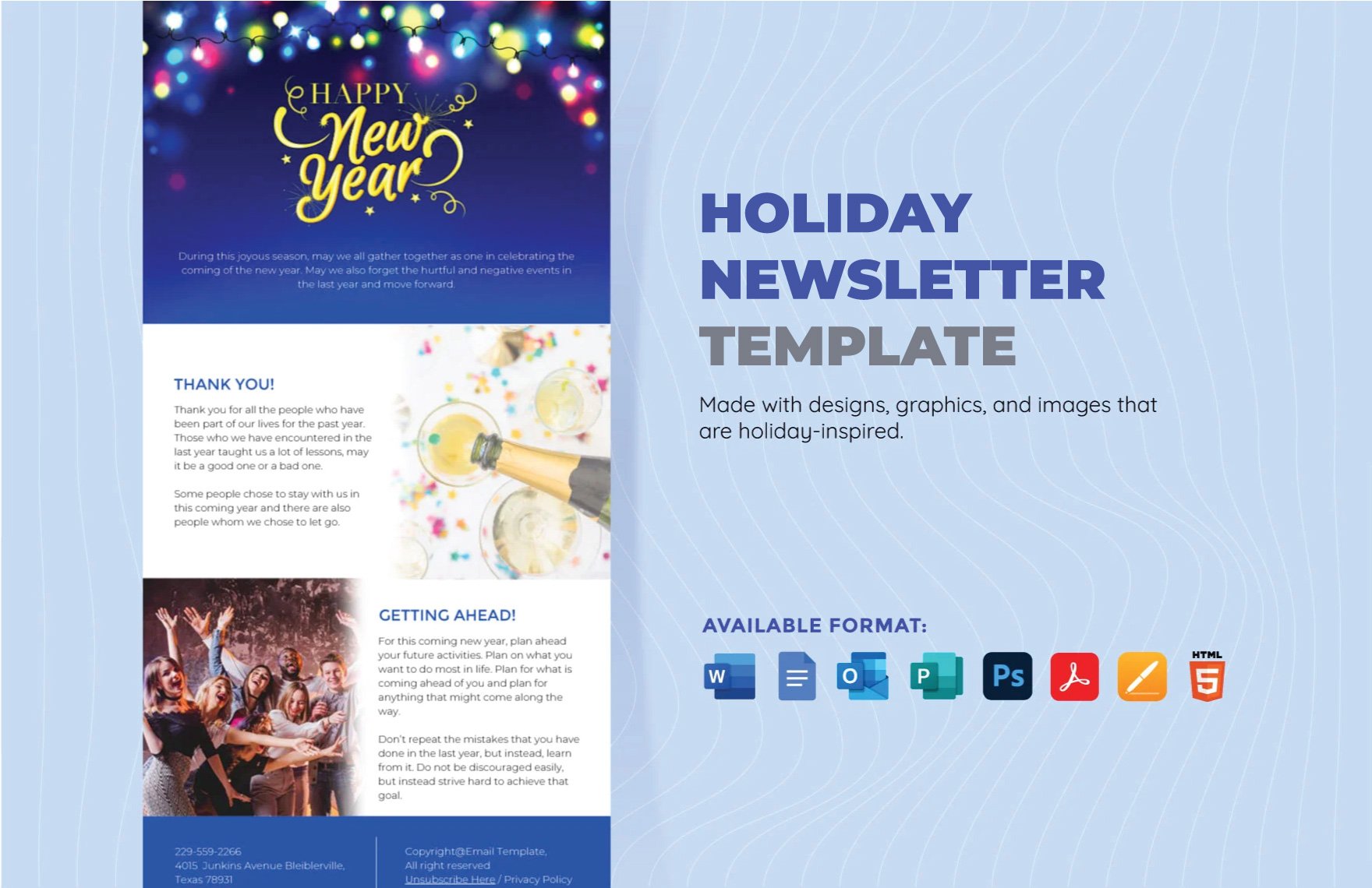 Holiday Newsletter Template in Word, PDF, PSD, Apple Pages, Publisher, Outlook, HTML5