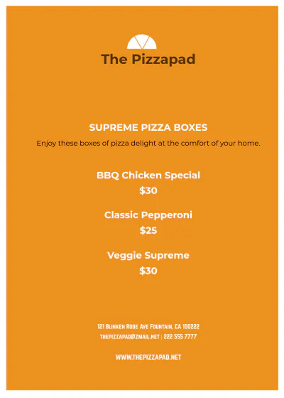Free Professional Pizza Table Tent Template to Edit Online