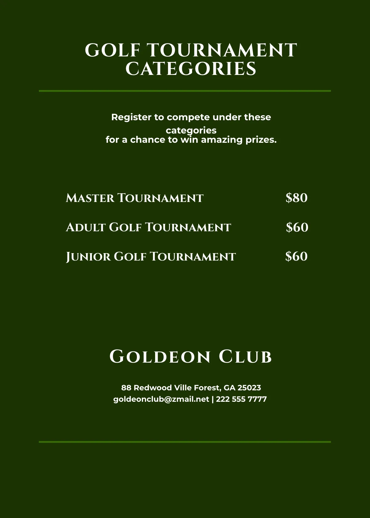 Free Golf Tournament Table Tent Template to Edit Online