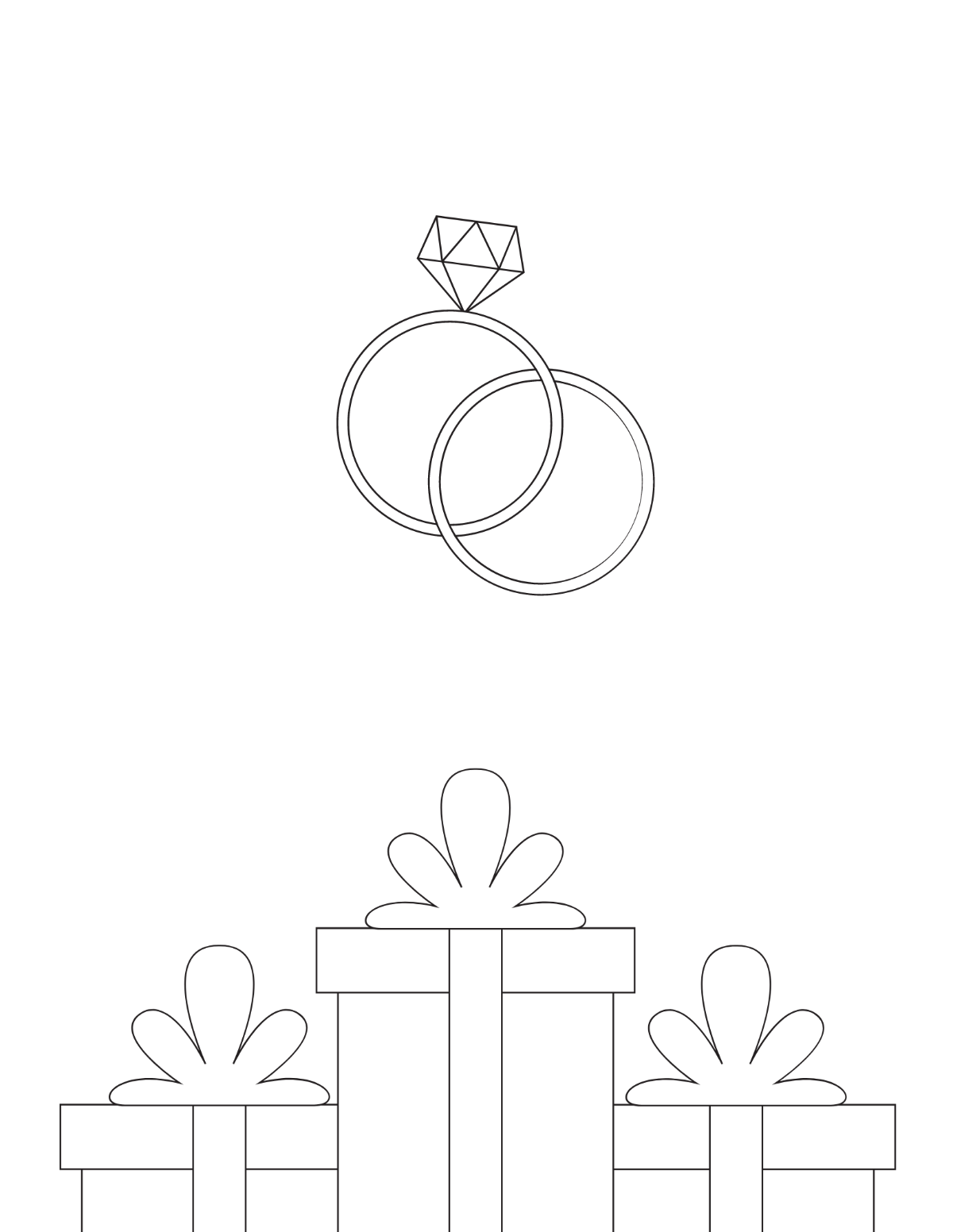 Wedding Elements Coloring Page Template