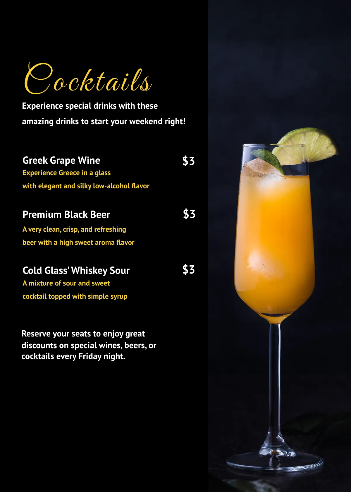 Free Colorful Drinks List Table Tent Template to Edit Online