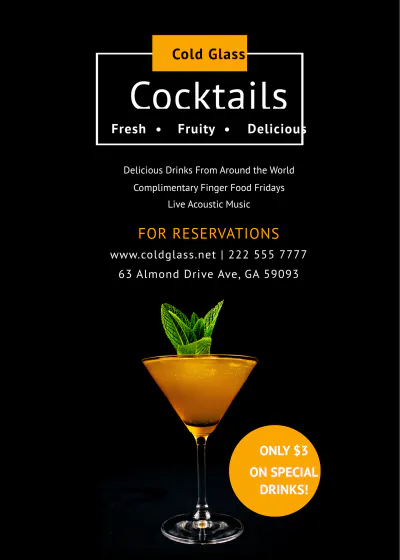 Free Colorful Drinks List Table Tent Template to Edit Online