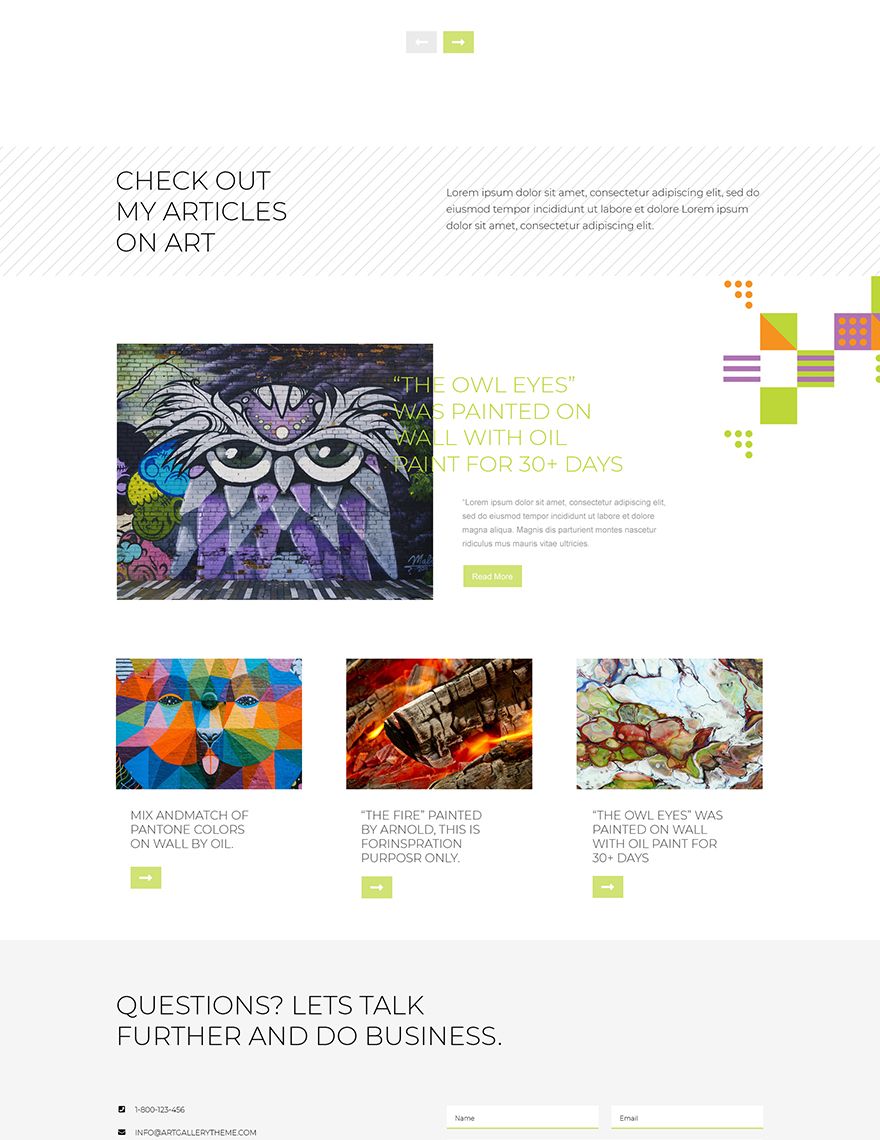 Art Gallery PSD Landing Page Template