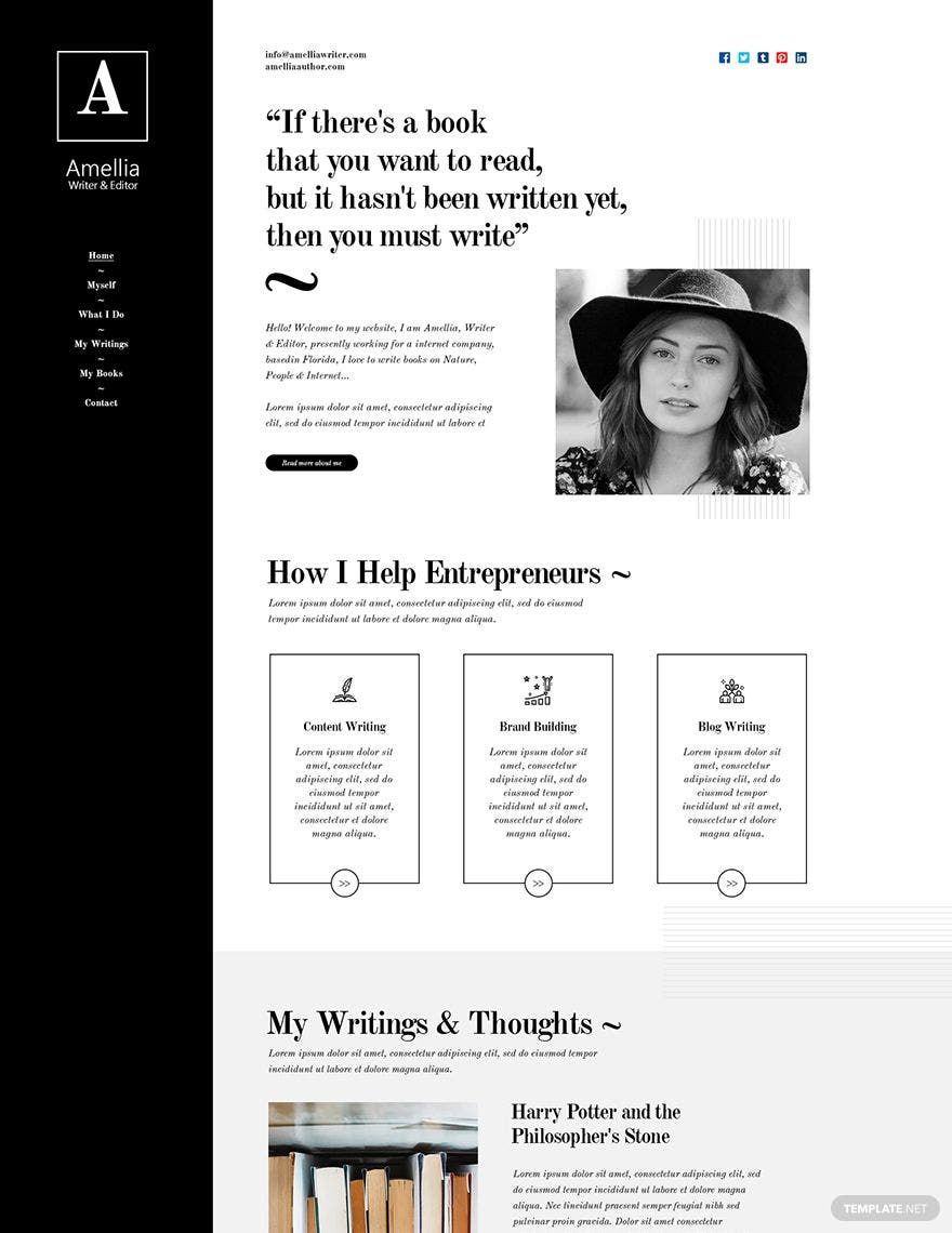 Author & Writer PSD Landing Page Template