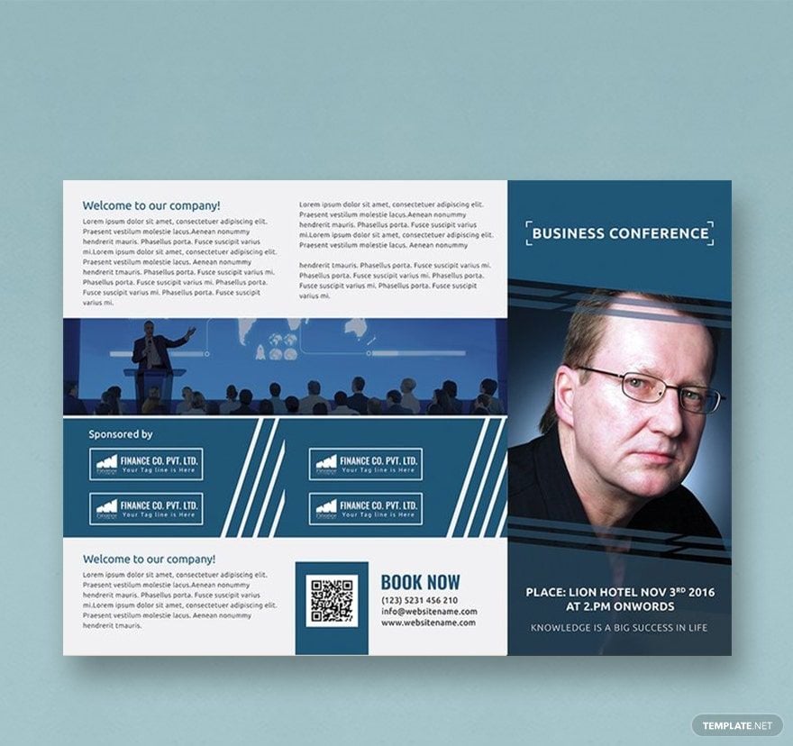 Business Conference A3 Tri-Fold Brochure Template