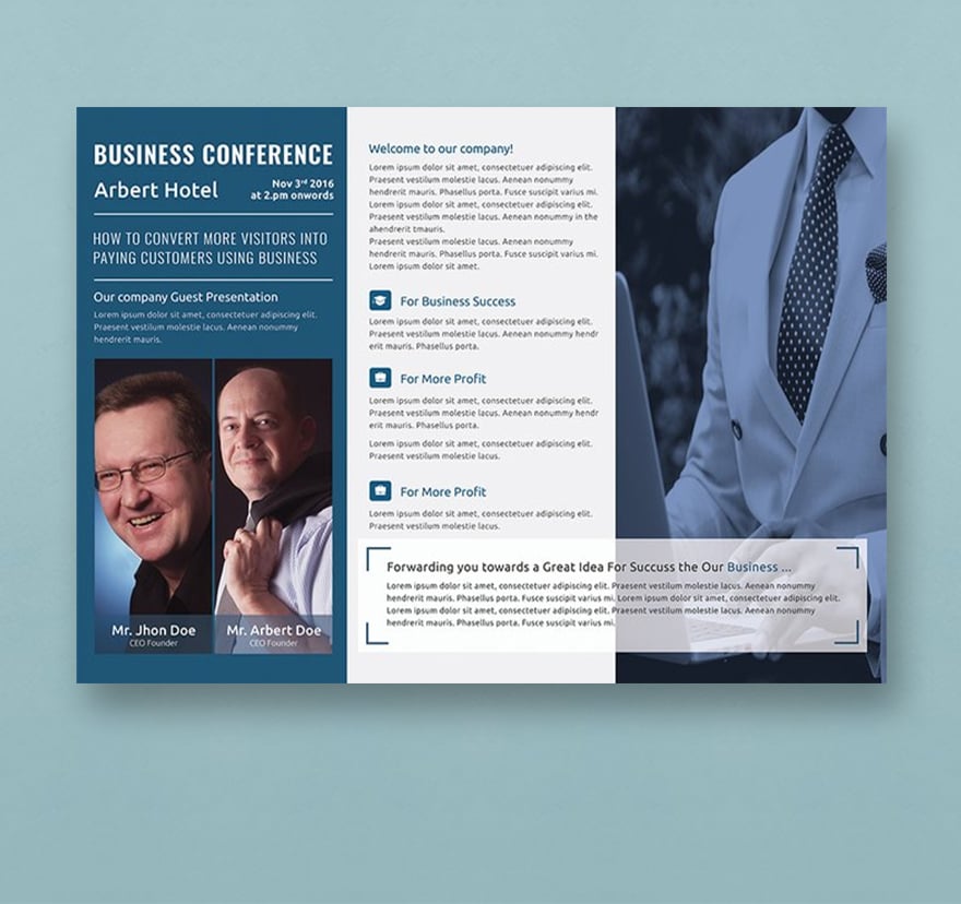 Free Business Conference A TriFold Brochure Template