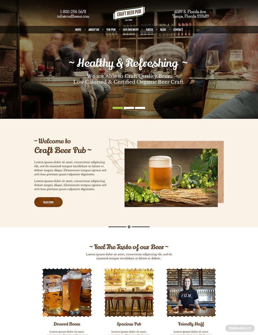 Beer Pub PSD Landing Page Template