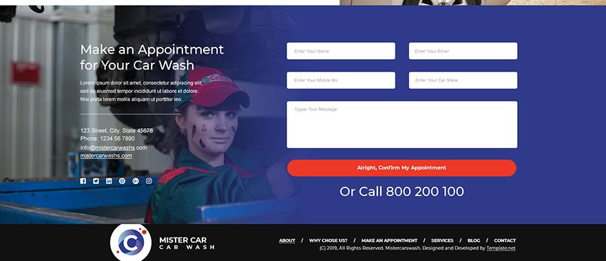 Car Wash PSD Landing Page Template
