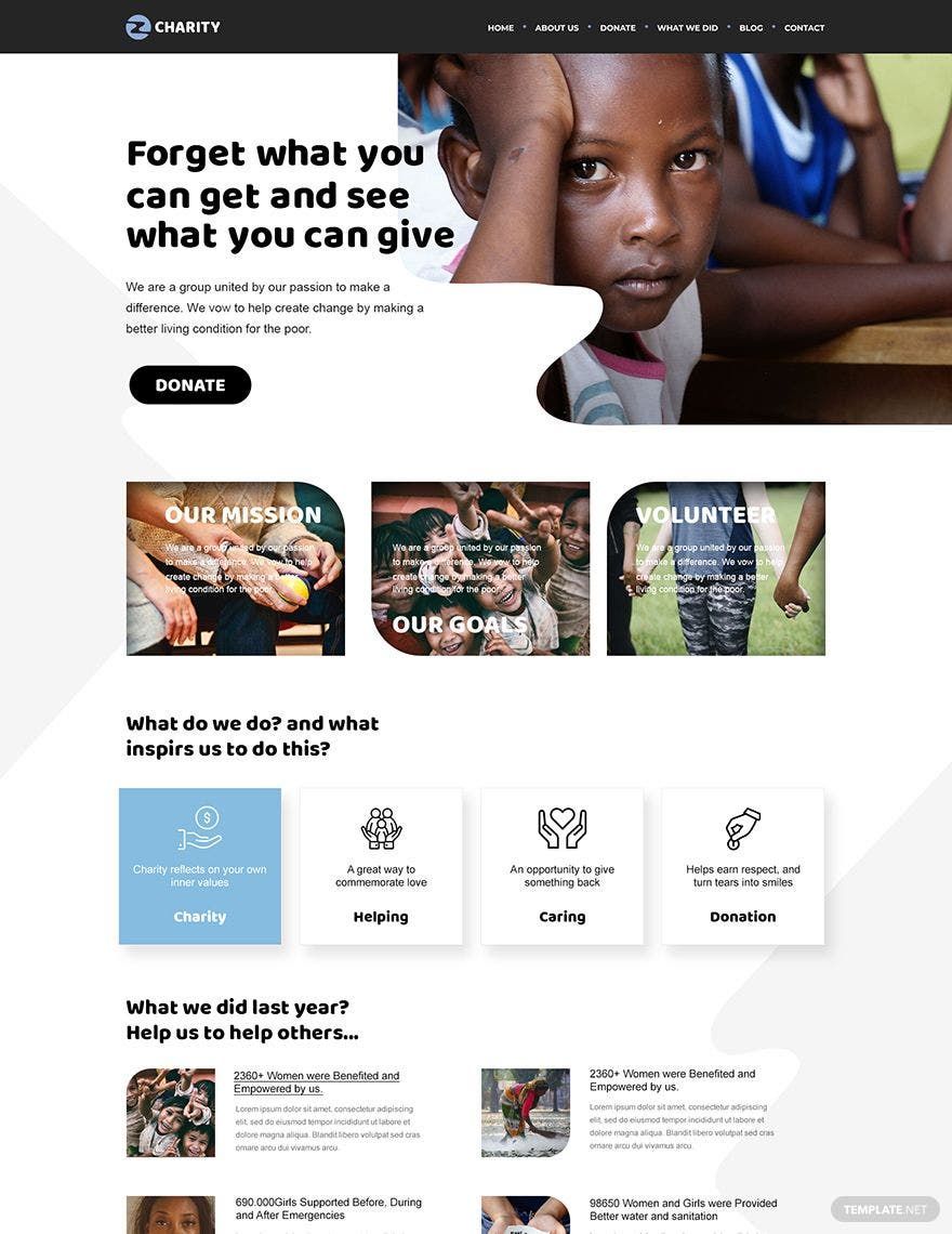Charity PSD Landing Page Template