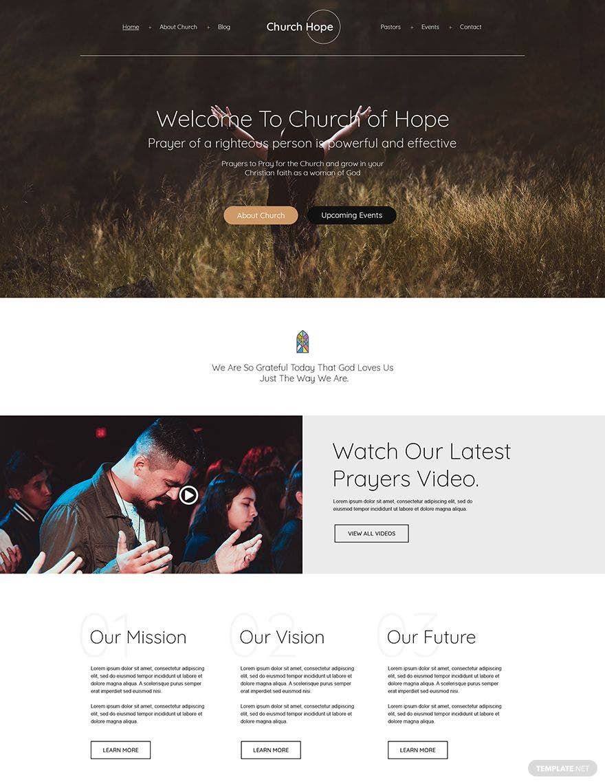 Church PSD Landing Page Template in PSD