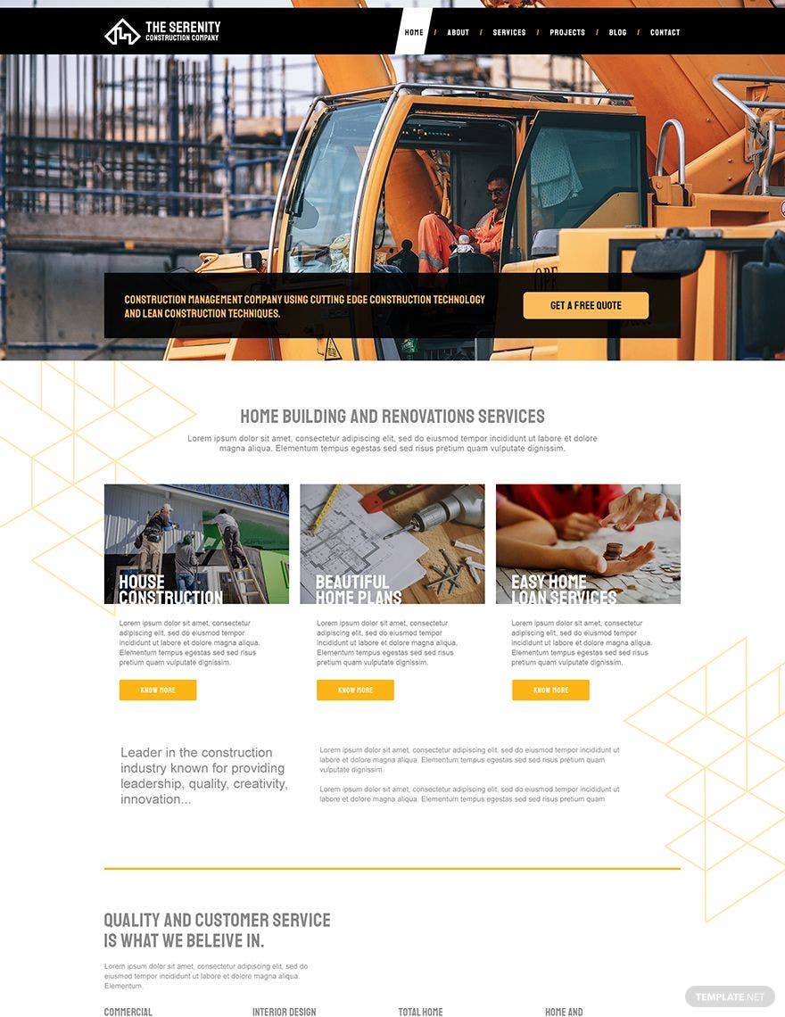 Construction Company PSD Landing Page Template
