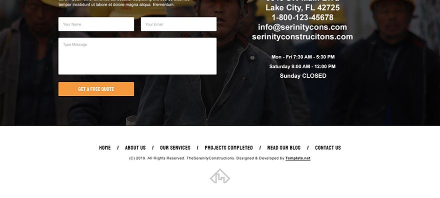 Construction Company PSD Landing Page Template