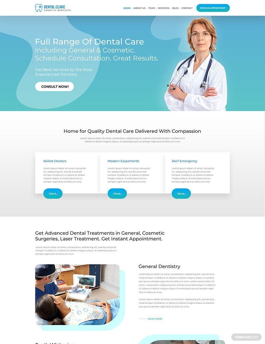 Dentist Dental Clinic PSD Landing Page Template in PSD