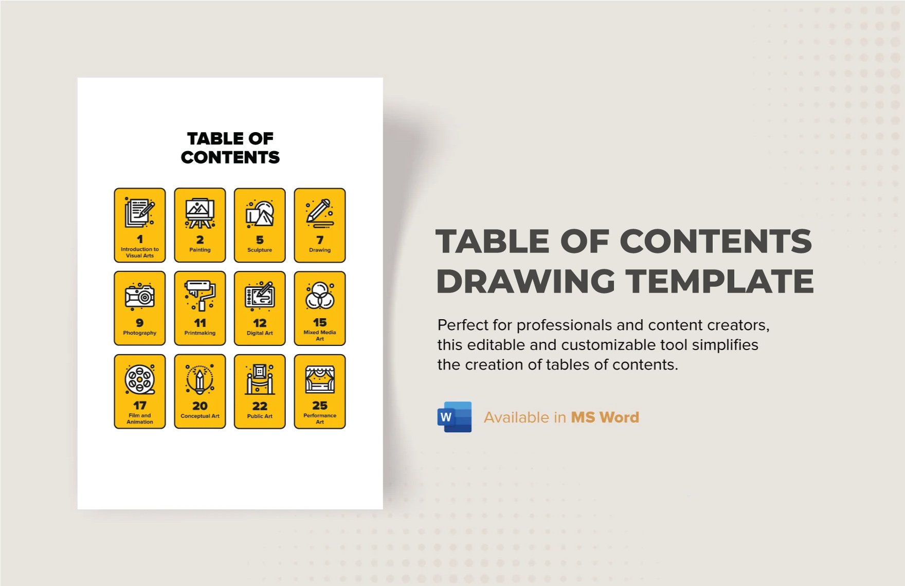 Free Table of Contents Drawing Template in Word