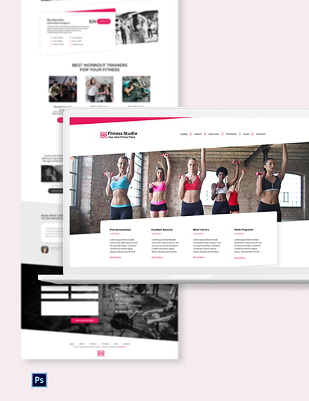 Fitness Studio PSD Landing Page Template