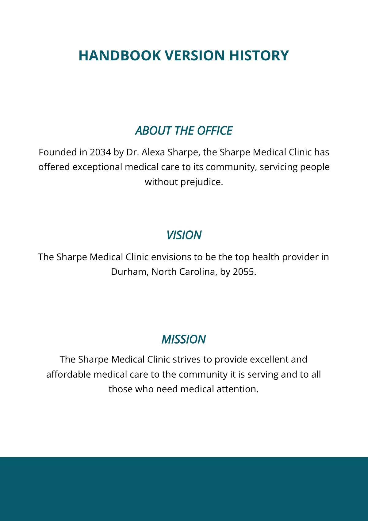 Free Medical Office Employee Handbook Template to Edit Online